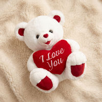 Beertje knuffel met hart I Love You wit en rood