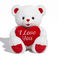 Beertje knuffel met hart I Love You wit en rood