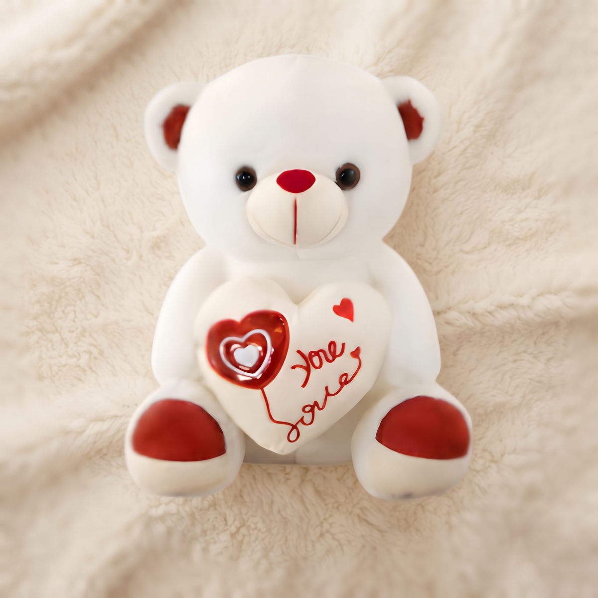 Wit Valentijn beertje knuffel met hart Love