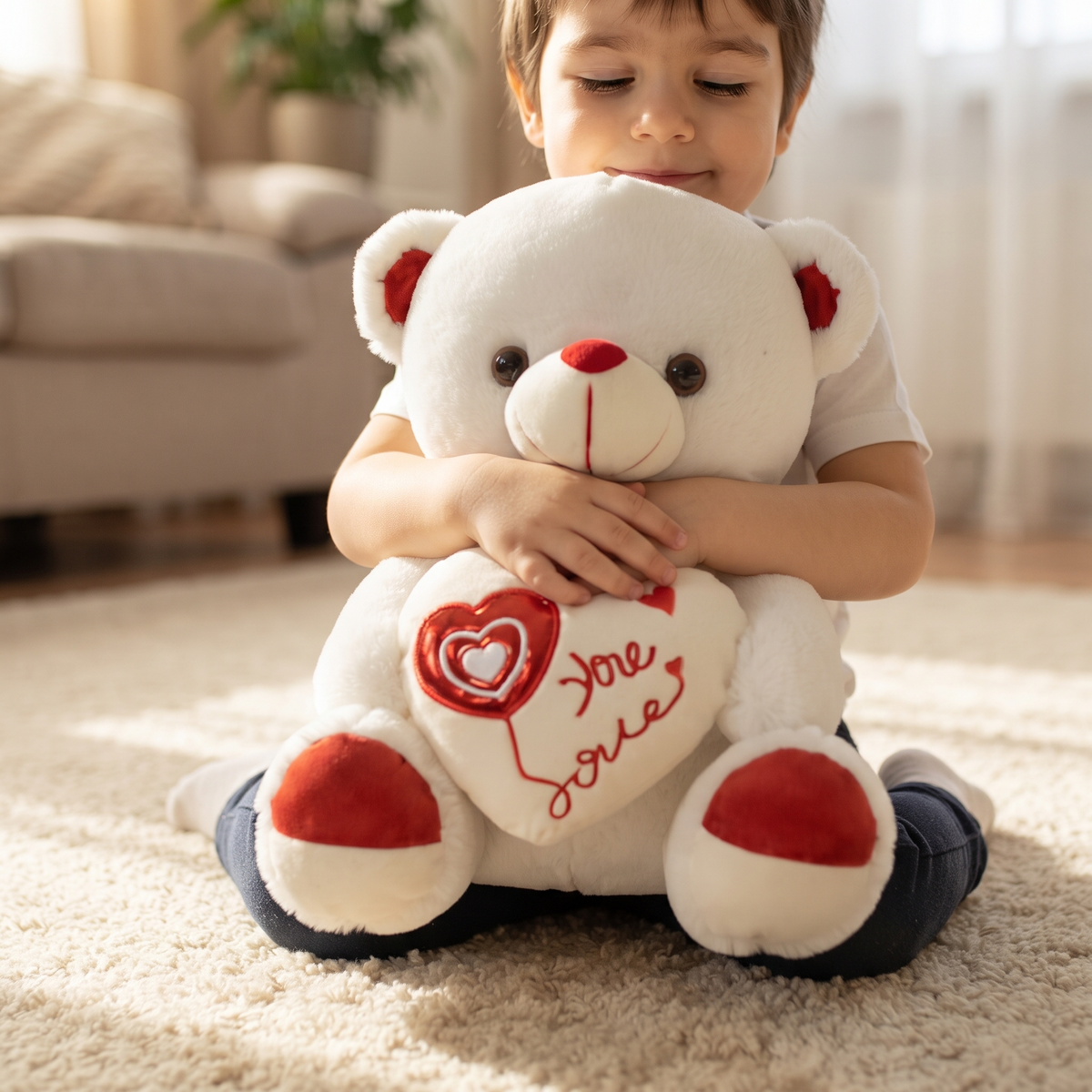Wit Valentijn beertje knuffel met hart Love