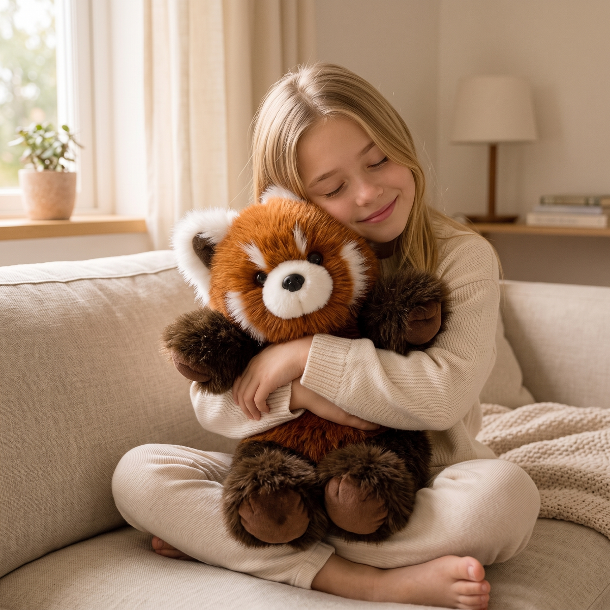 Bewegende rennende rode panda knuffel 55 cm