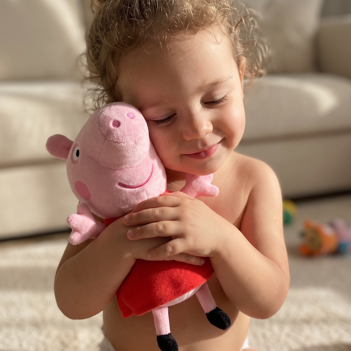 Peppa Big knuffel 19 cm met rode jurk
