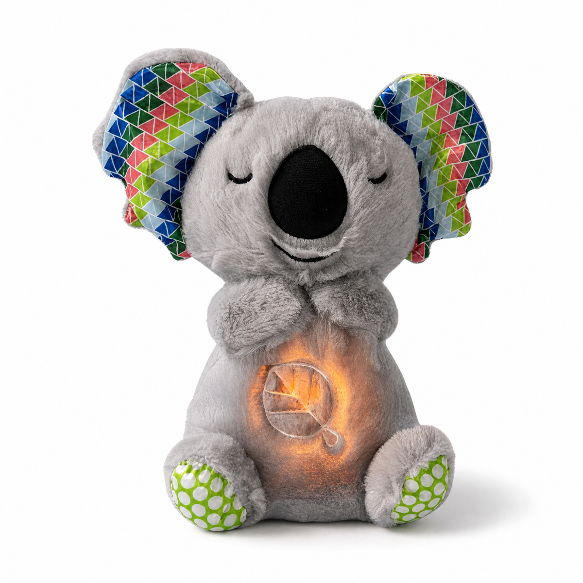Ademende grijze koala knuffel met rustgevende functie