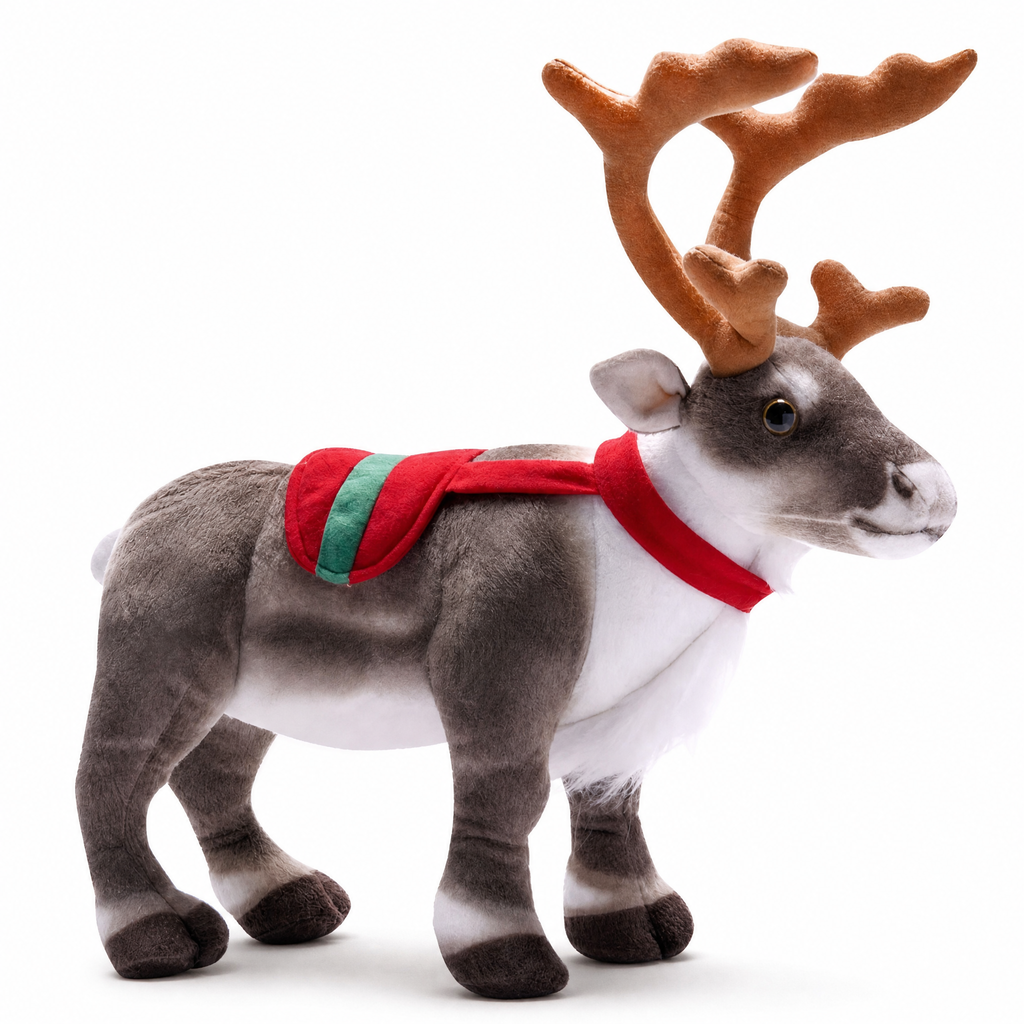 Kerst rendier knuffel met feestelijke sjaal