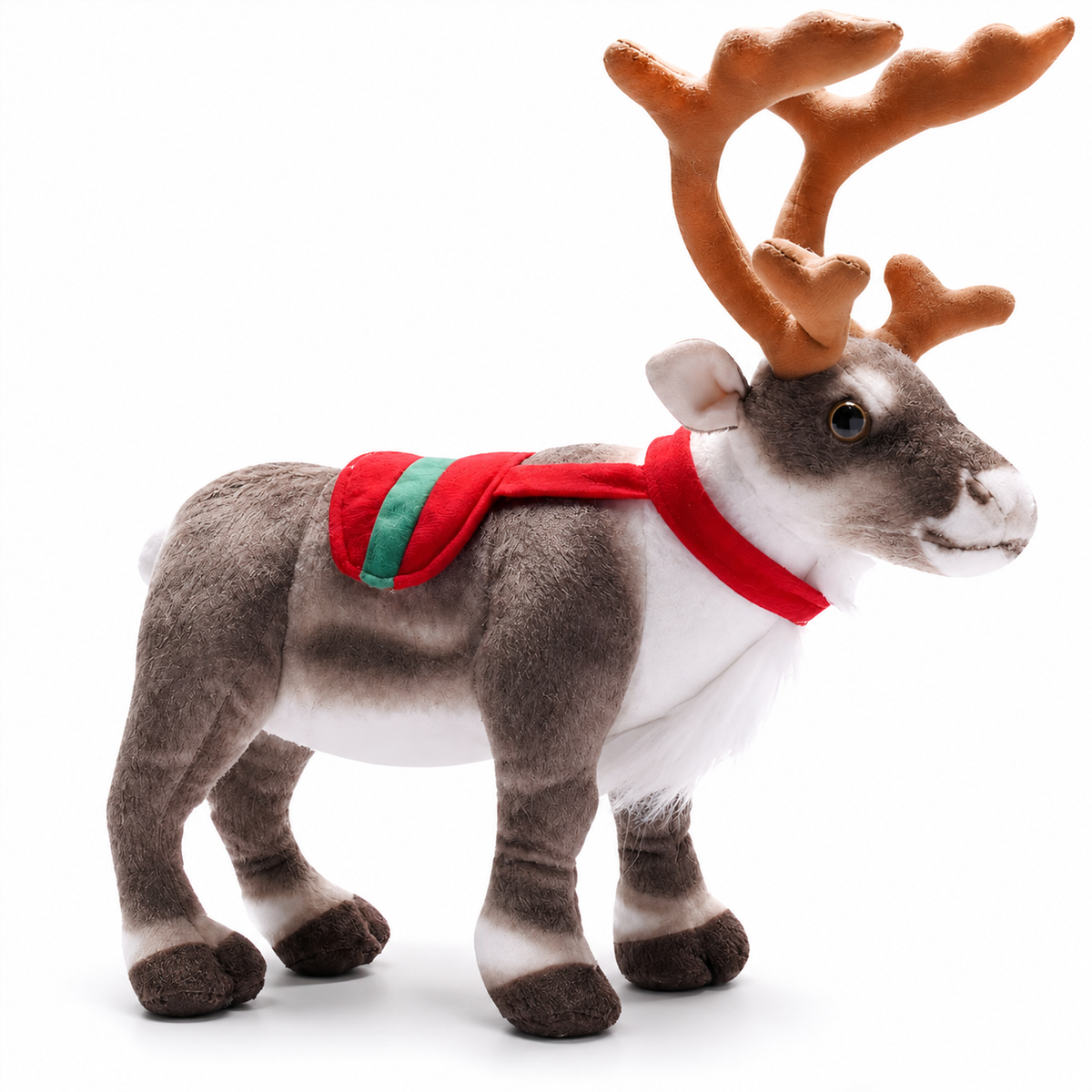 Kerst rendier knuffel met feestelijke sjaal