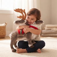 Kerst rendier knuffel met feestelijke sjaal