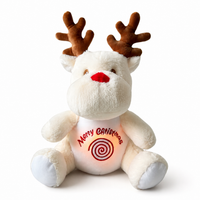 Ademende kerst rendier knuffel wit of bruin