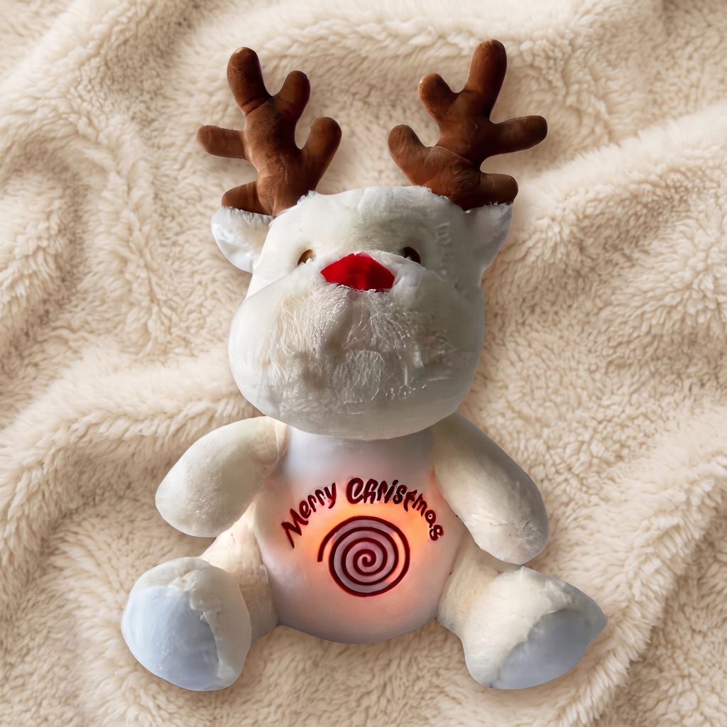 Ademende kerst rendier knuffel wit of bruin
