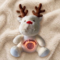 Ademende kerst rendier knuffel wit of bruin