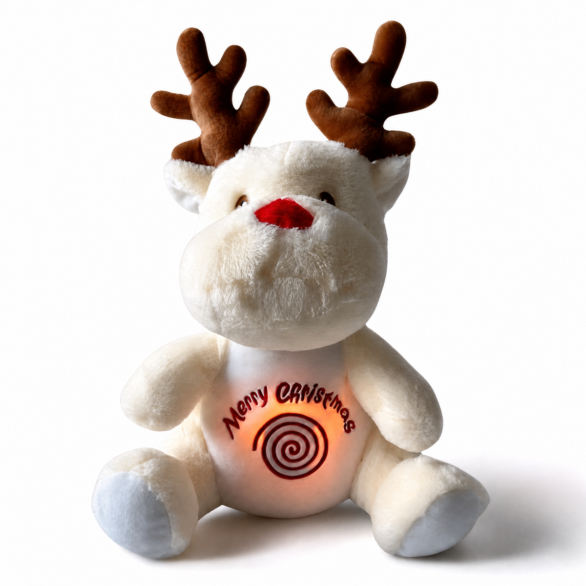 Ademende kerst rendier knuffel wit of bruin