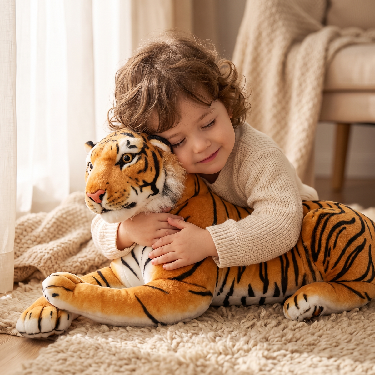 Reusachtig comfortabel tijger knuffelkussen