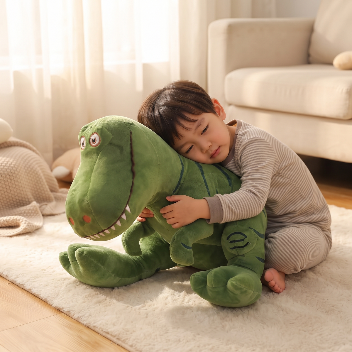 Schattige groene tyrannosaurus T-Rex knuffel