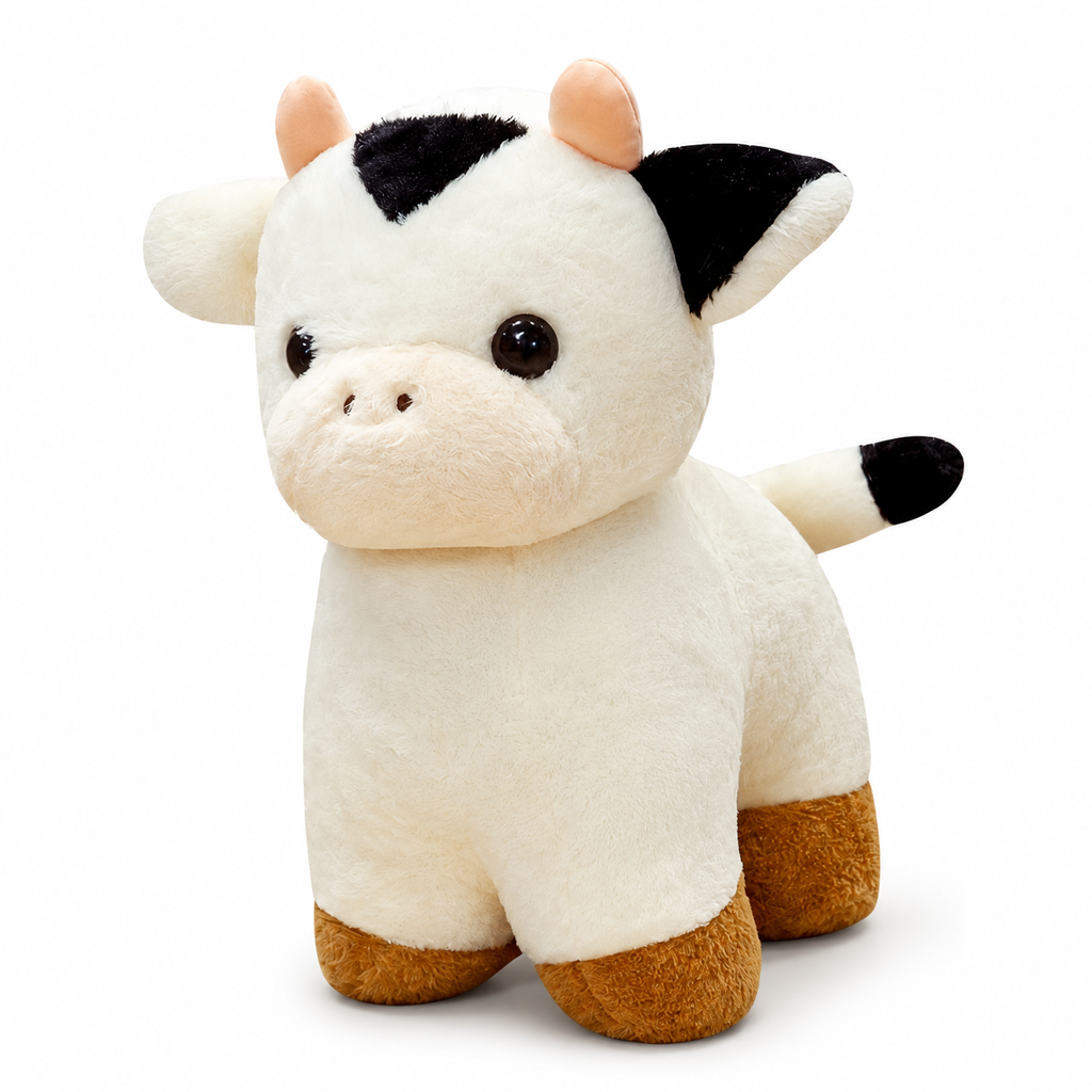 Baby koe knuffel wit en zwart