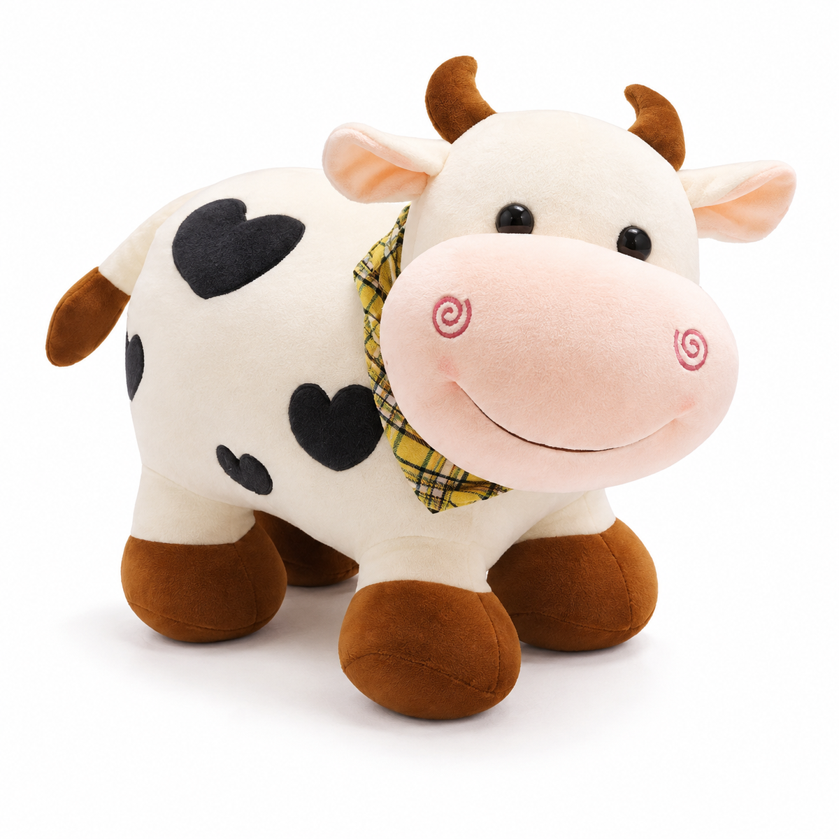 Koe knuffel met hartjesmotief