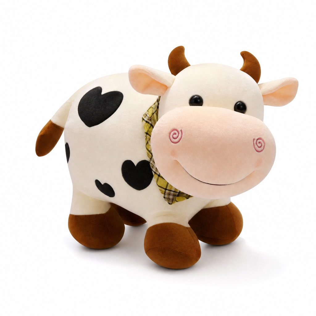 Koe knuffel met hartjesmotief