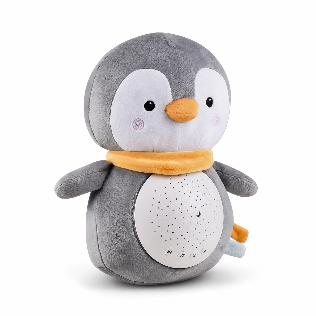 Pinguïn knuffel nachtlampje met witte ruis