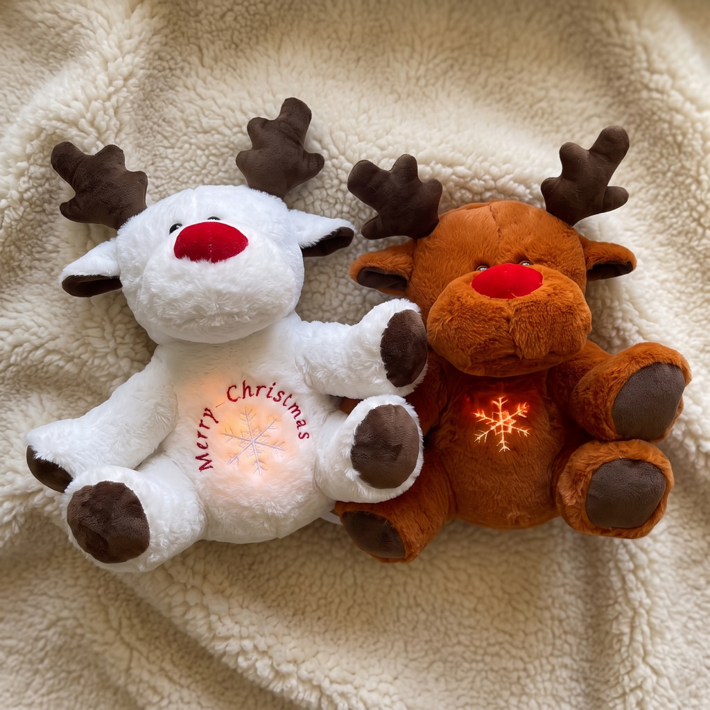 Ademende kerst rendier knuffel nachtlampje