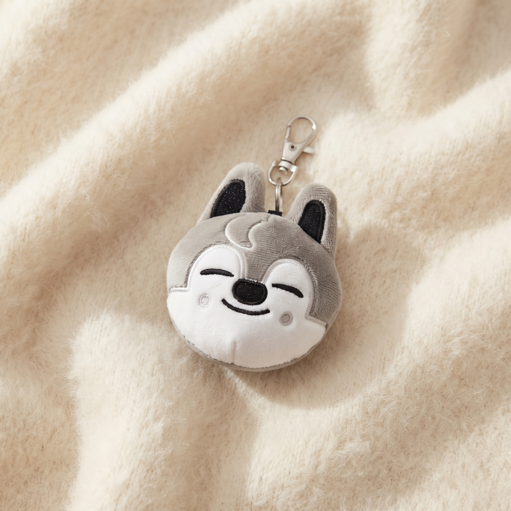Kawaii wolf sleutelhanger knuffel 9 cm