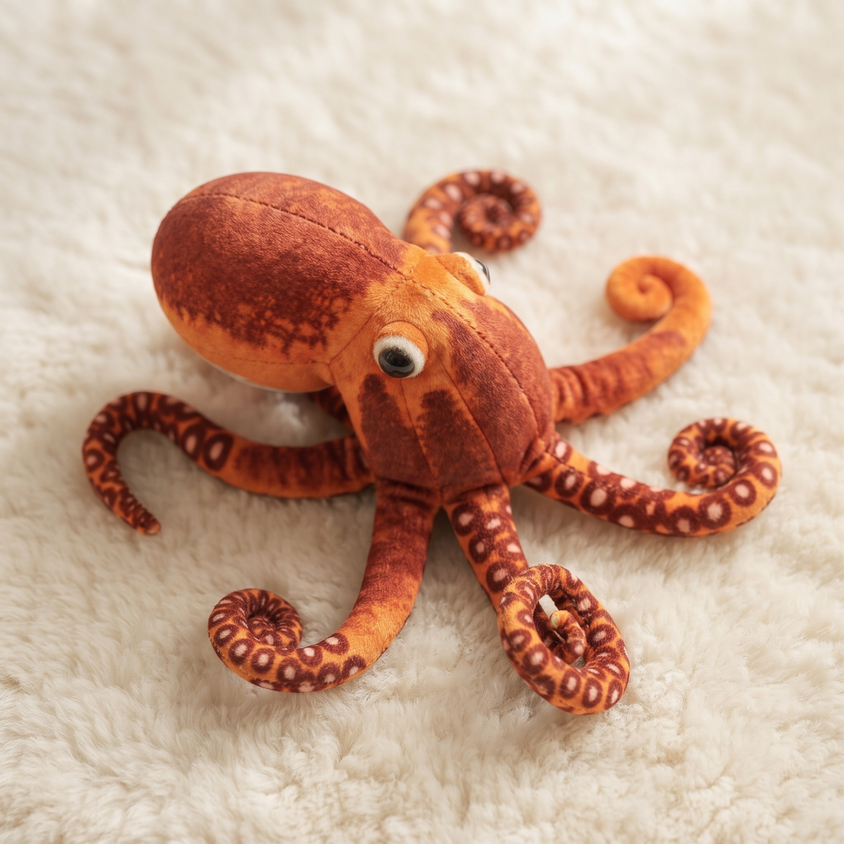 Realistische oranje octopus knuffel met tentakels