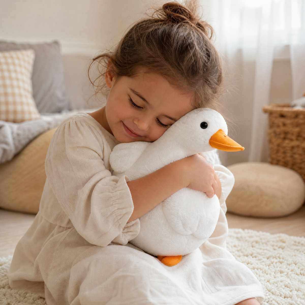 Realistische witte eend knuffel