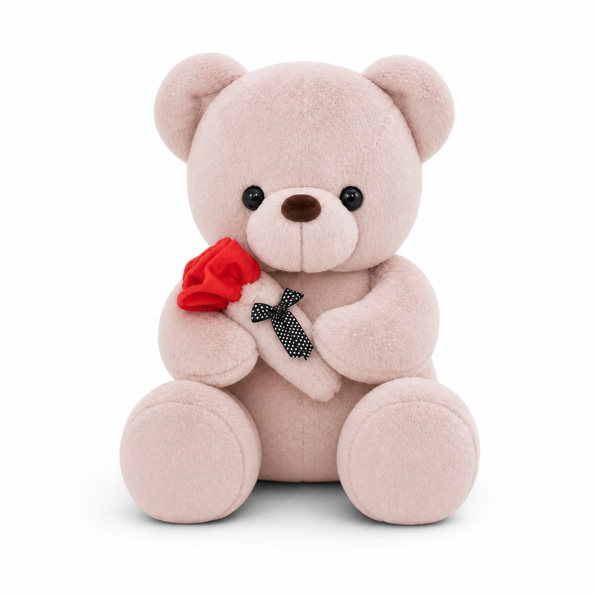 Roze beertje knuffel met rode roos
