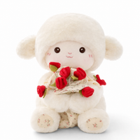 Valentijn schaap knuffel met rozenboeket