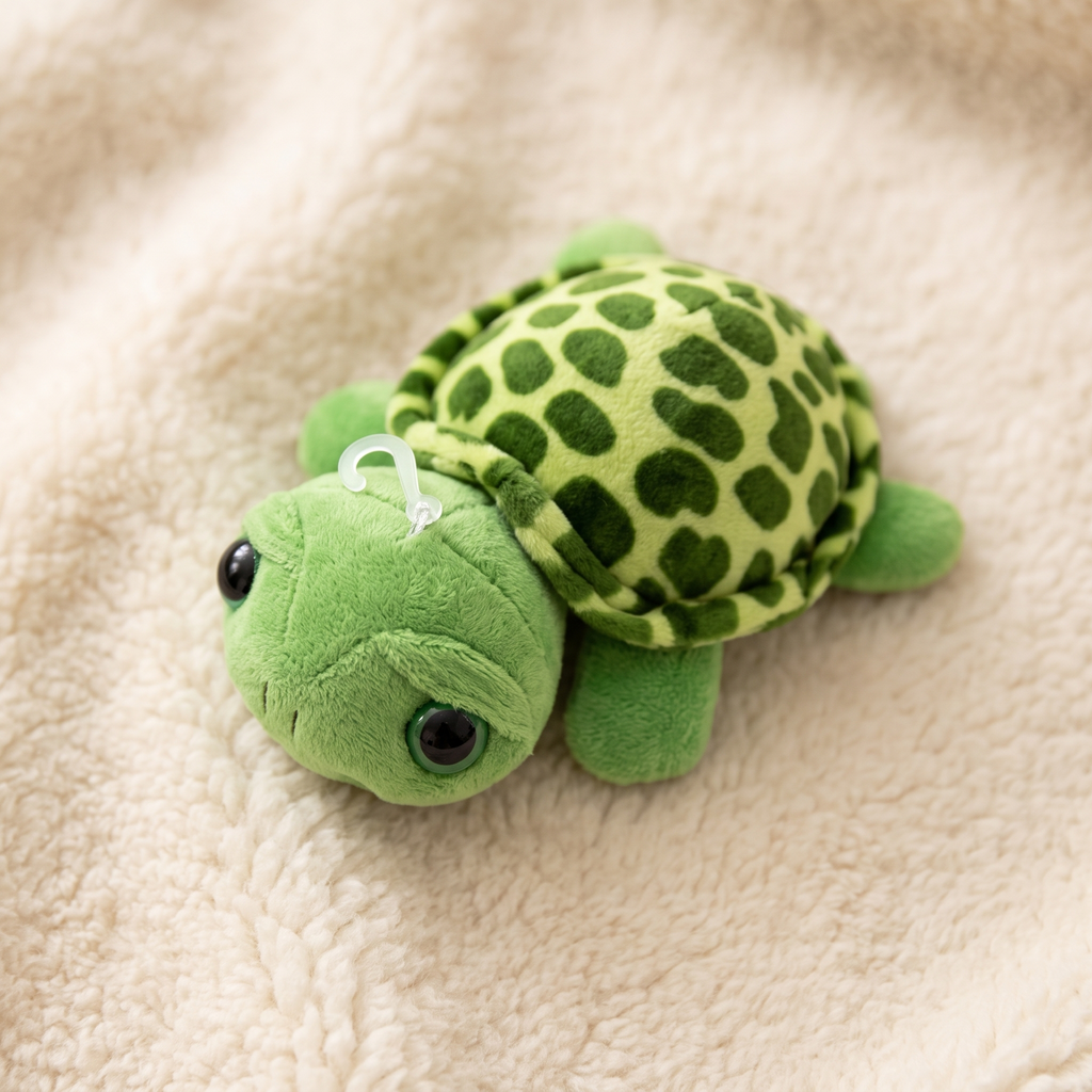 Schildpad knuffel met grote groene ogen