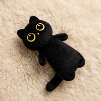 Kawaii zwarte kat knuffel met grote ogen