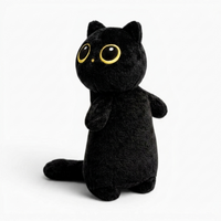 Kawaii zwarte kat knuffel met grote ogen