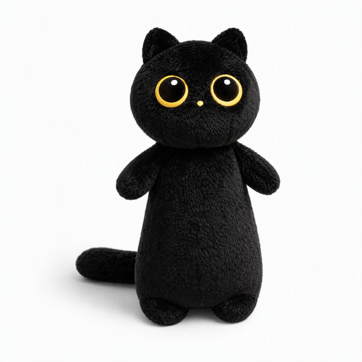 Kawaii zwarte kat knuffel met grote ogen