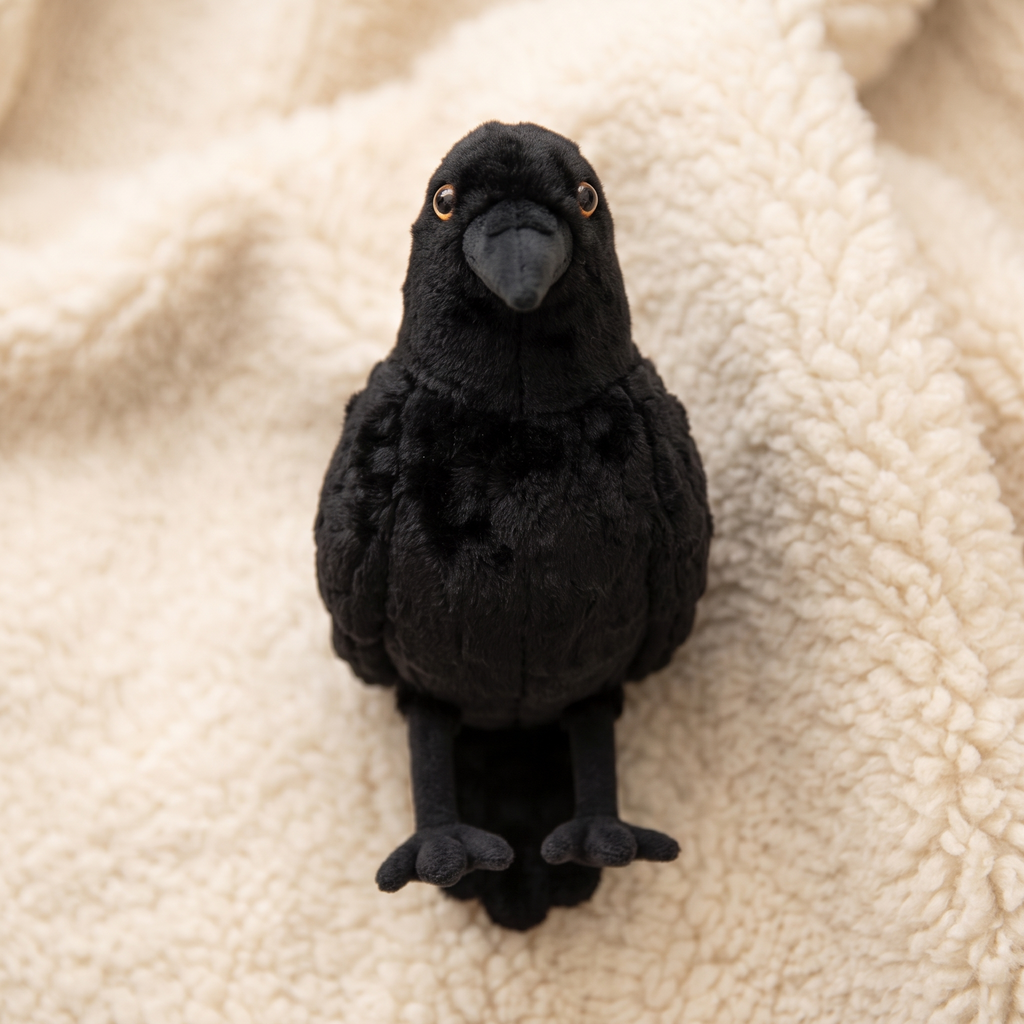 Realistische zwarte raaf knuffel