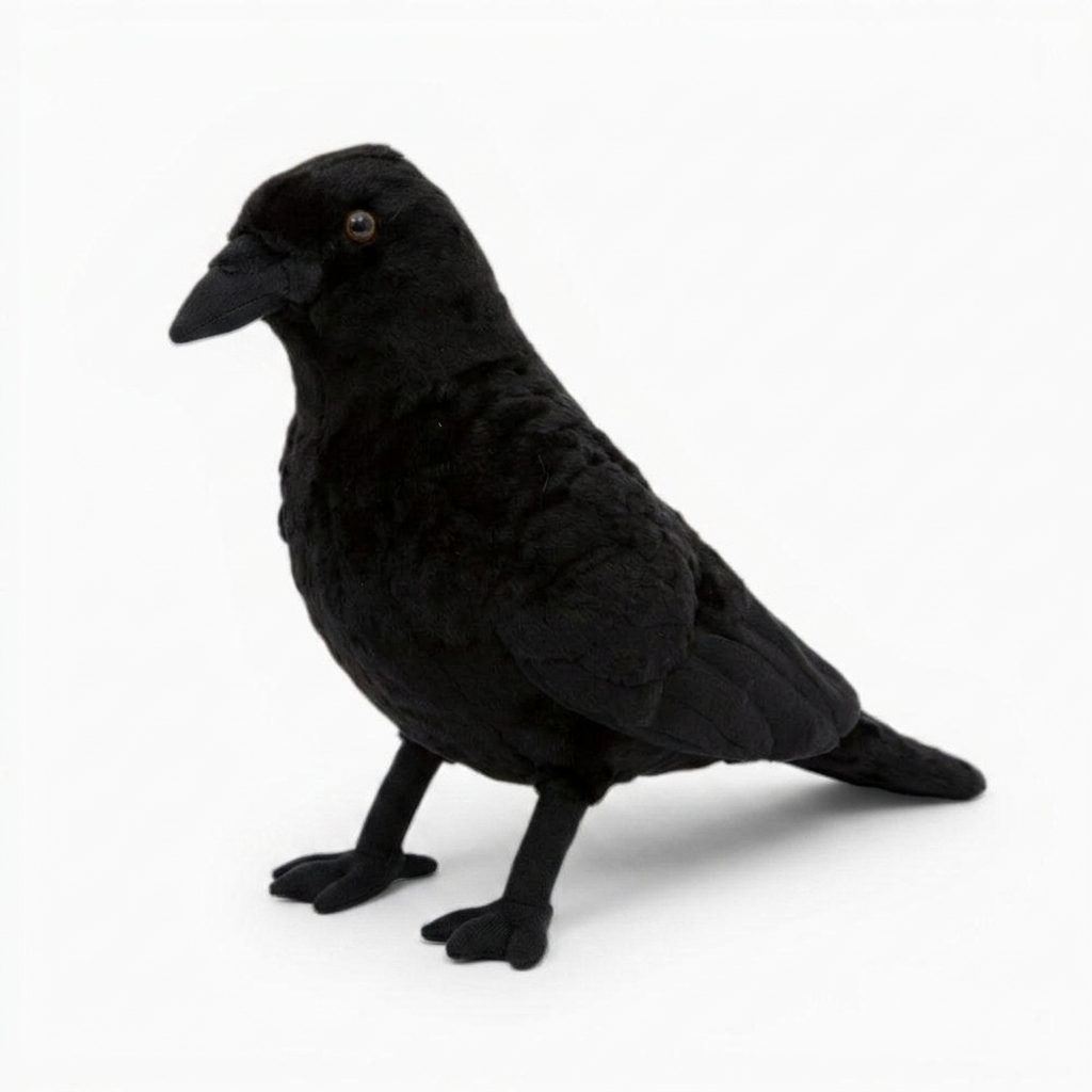 Realistische zwarte raaf knuffel
