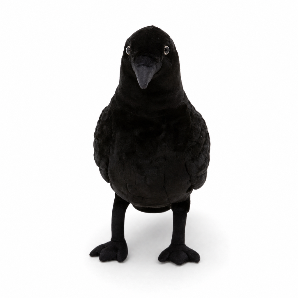Realistische zwarte raaf knuffel