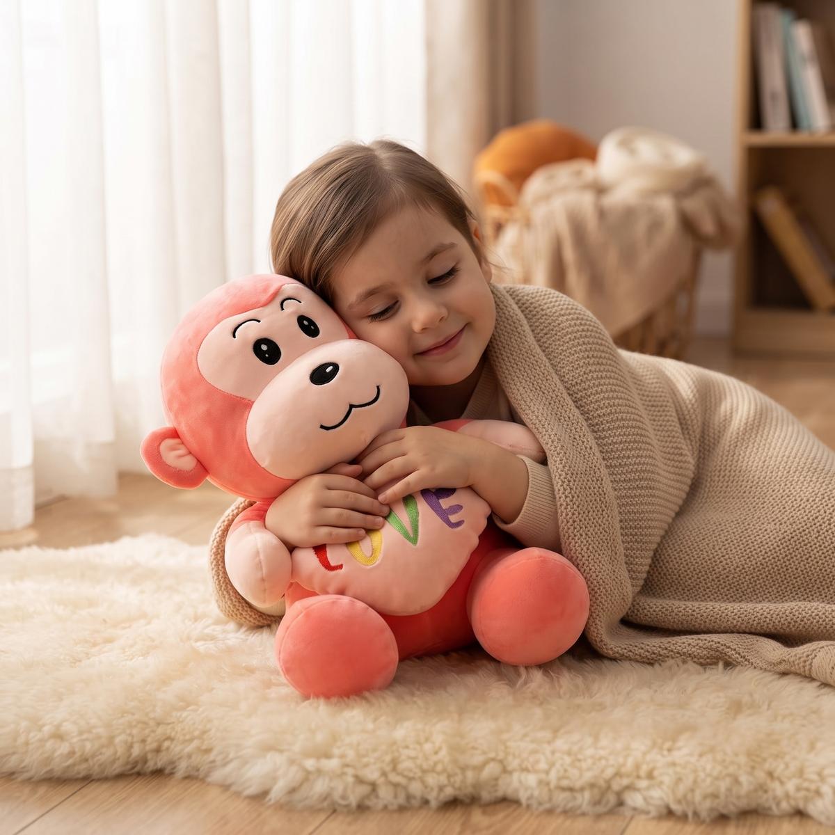 Aap knuffel met hart Love