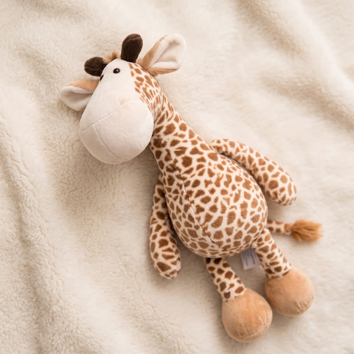 Zittende giraf knuffel met grote hoeven