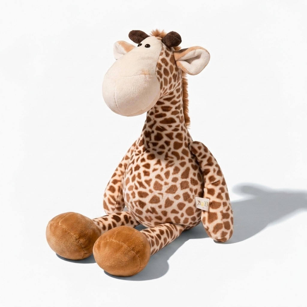 Zittende giraf knuffel met grote hoeven