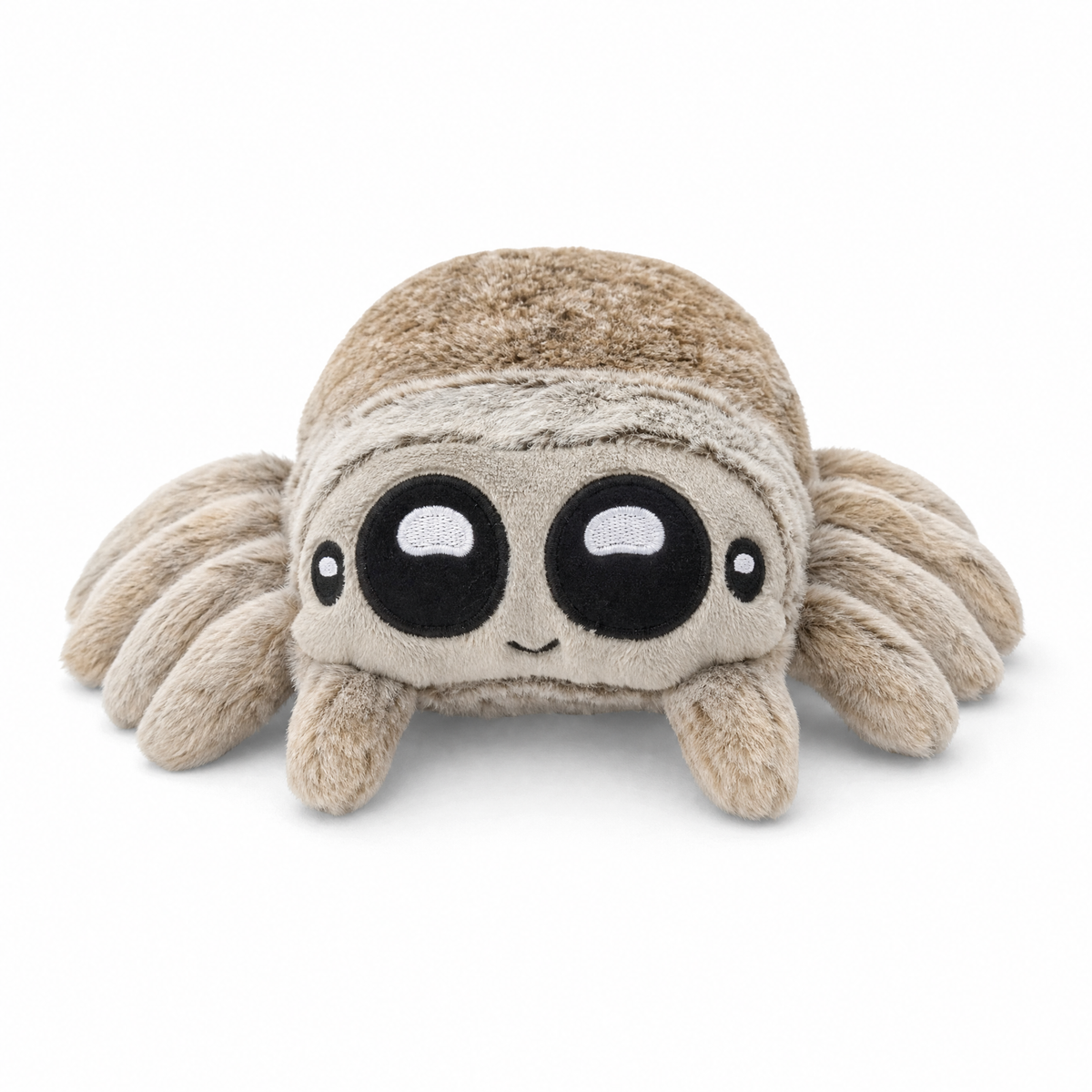 Grijze spin knuffel met grote ogen