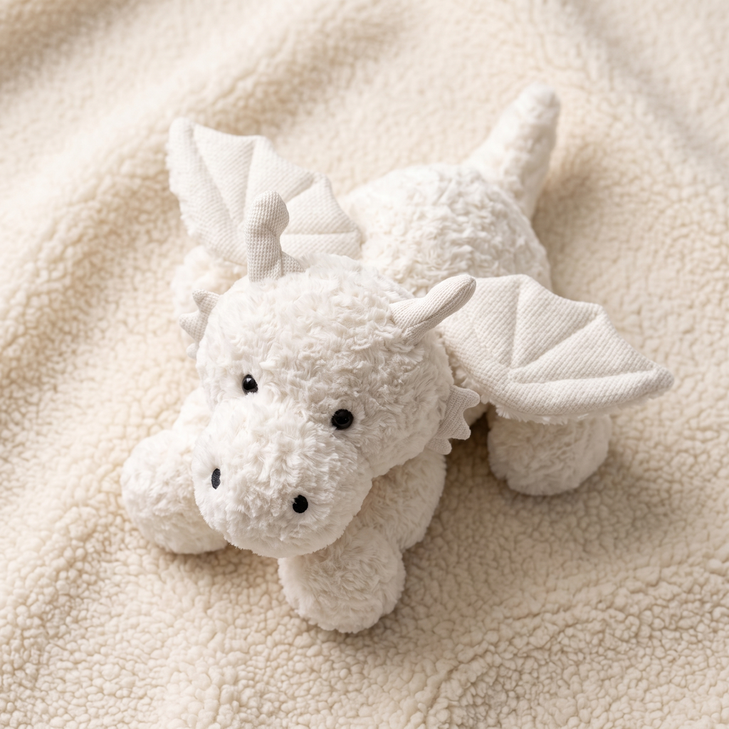 Witte draak knuffel met vleugels