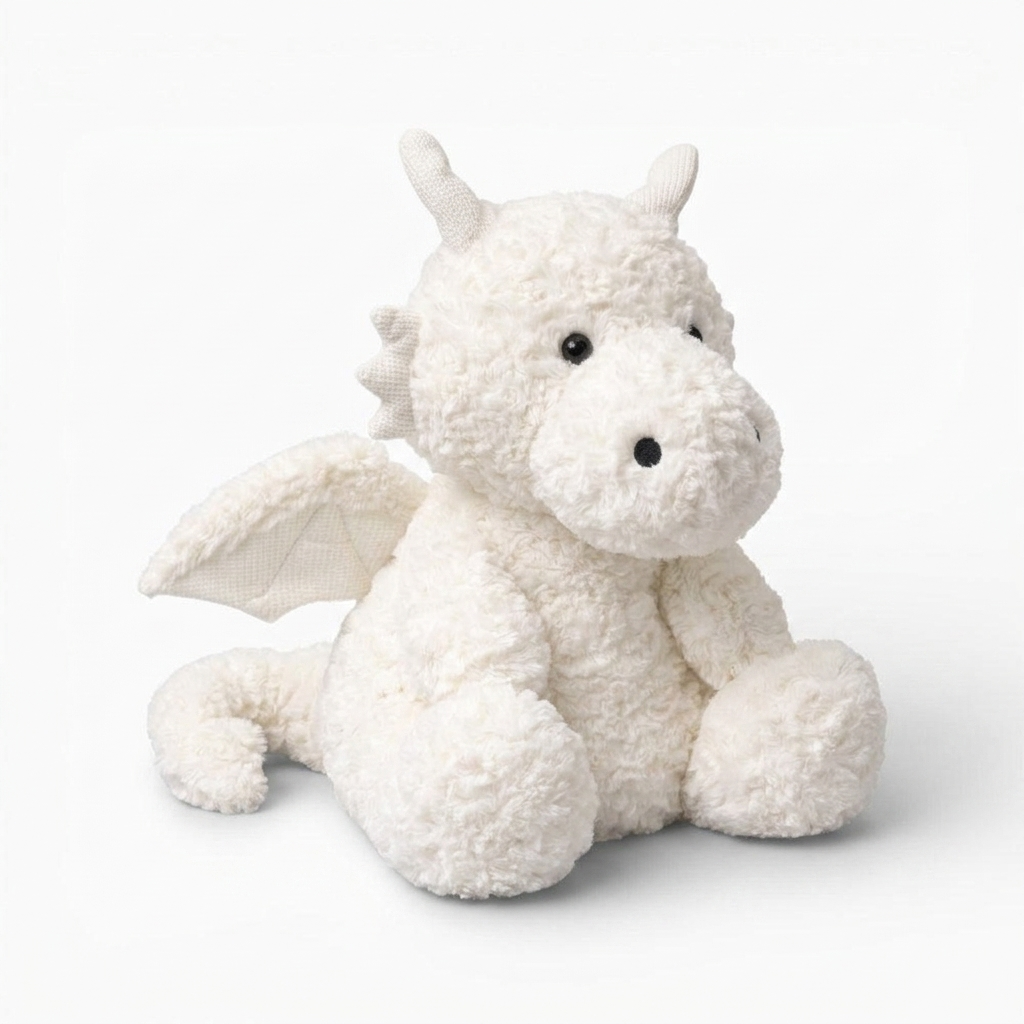 Witte draak knuffel met vleugels