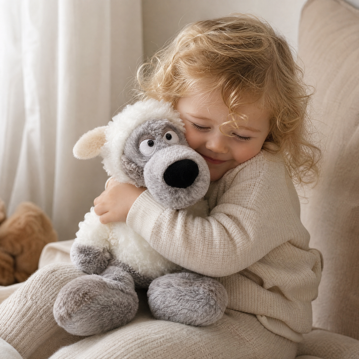 Grappige wolf in schaapskleren knuffel