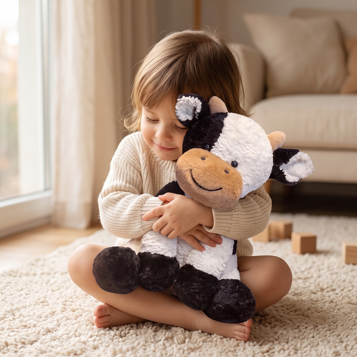 Zachte koe knuffel zwart en wit Plushie Planet