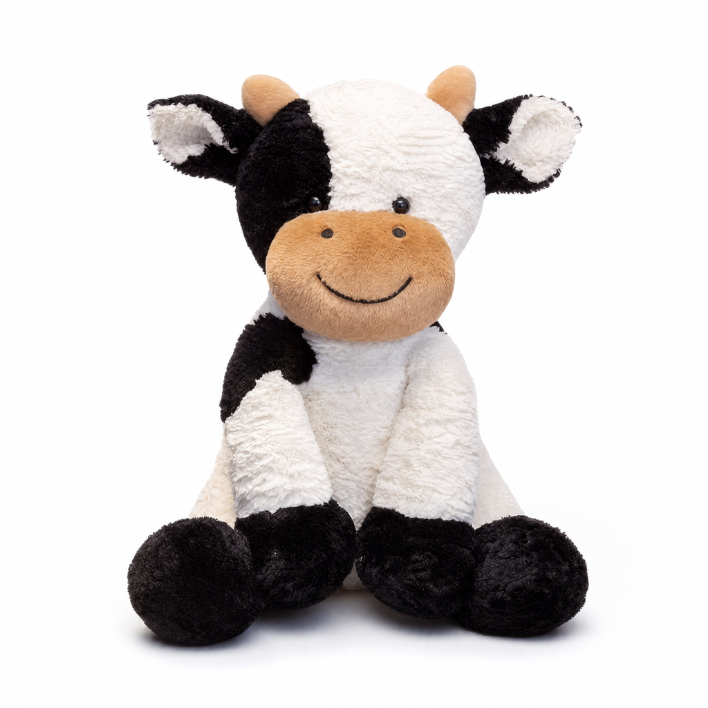 Zachte koe knuffel zwart en wit Plushie Planet